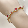 Oro Laminado Tennis Bracelet, Gold Filled Style Cluster Design, with Garnet and White Cubic Zirconia, Polished, Golden Finish, 03.266.0054.1.07