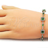 Oro Laminado Tennis Bracelet, Gold Filled Style Cluster Design, with Green and White Cubic Zirconia, Polished, Golden Finish, 03.266.0054.2.07 (Thickness, 8 Inches Length)
