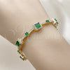 Oro Laminado Tennis Bracelet, Gold Filled Style Cluster Design, with Green and White Cubic Zirconia, Polished, Golden Finish, 03.266.0054.2.07 (Thickness, 8 Inches Length)