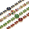 Oro Laminado Tennis Bracelet, Gold Filled Style Flower and Teardrop Design, with Sapphire Blue Cubic Zirconia, Polished, Golden Finish, 03.266.0055.3.07 (Thickness, 8 Inches Length)