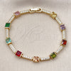 Oro Laminado Tennis Bracelet, Gold Filled Style with Multicolor and White Cubic Zirconia, Polished, Golden Finish, 03.266.0056.07