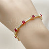 Oro Laminado Tennis Bracelet, Gold Filled Style with Garnet and White Cubic Zirconia, Polished, Golden Finish, 03.266.0056.1.07