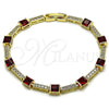 Oro Laminado Tennis Bracelet, Gold Filled Style with Garnet and White Cubic Zirconia, Polished, Golden Finish, 03.266.0056.1.07