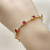 Oro Laminado Tennis Bracelet, Gold Filled Style with Garnet and White Cubic Zirconia, Polished, Golden Finish, 03.266.0056.1.07 (Thickness, 8 Inches Length)