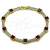 Oro Laminado Tennis Bracelet, Gold Filled Style with Garnet and White Cubic Zirconia, Polished, Golden Finish, 03.266.0056.1.07 (Thickness, 8 Inches Length)