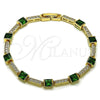 Oro Laminado Tennis Bracelet, Gold Filled Style with Green and White Cubic Zirconia, Polished, Golden Finish, 03.266.0056.2.07