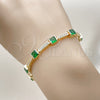 Oro Laminado Tennis Bracelet, Gold Filled Style with Green and White Cubic Zirconia, Polished, Golden Finish, 03.266.0056.2.07 (Thickness, 8 Inches Length)