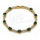 Oro Laminado Tennis Bracelet, Gold Filled Style with Green and White Cubic Zirconia, Polished, Golden Finish, 03.266.0056.2.07 (Thickness, 8 Inches Length)