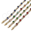 Oro Laminado Tennis Bracelet, Gold Filled Style with Green and White Cubic Zirconia, Polished, Golden Finish, 03.266.0056.2.07 (Thickness, 8 Inches Length)