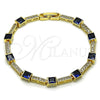 Oro Laminado Tennis Bracelet, Gold Filled Style with Sapphire Blue and White Cubic Zirconia, Polished, Golden Finish, 03.266.0056.3.07