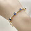 Oro Laminado Tennis Bracelet, Gold Filled Style with Sapphire Blue and White Cubic Zirconia, Polished, Golden Finish, 03.266.0056.3.07 (Thickness, 8 Inches Length)