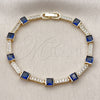 Oro Laminado Tennis Bracelet, Gold Filled Style with Sapphire Blue and White Cubic Zirconia, Polished, Golden Finish, 03.266.0056.3.07 (Thickness, 8 Inches Length)