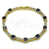 Oro Laminado Tennis Bracelet, Gold Filled Style with Sapphire Blue and White Cubic Zirconia, Polished, Golden Finish, 03.266.0056.3.07 (Thickness, 8 Inches Length)