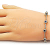 Oro Laminado Tennis Bracelet, Gold Filled Style Cluster Design, with Sapphire Blue and White Cubic Zirconia, Polished, Golden Finish, 03.266.0057.3.07 (07 MM Thickness, 8 Inches Length)