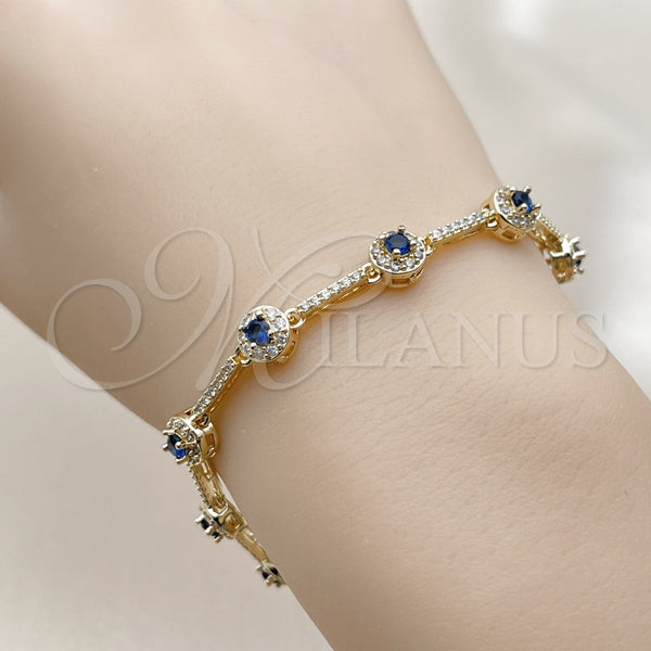 Gold Filled Bracelet — Tennis Bracelet Cluster Design with Sapphire Blue and — alternate product view — SKU 162407 | Oro Laminado brazalete — Tennis Bracelet Cluster diseño with Sapphire Blue and — SKU 162407