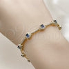 Oro Laminado Tennis Bracelet, Gold Filled Style Cluster Design, with Sapphire Blue and White Cubic Zirconia, Polished, Golden Finish, 03.266.0057.3.07 (07 MM Thickness, 8 Inches Length)