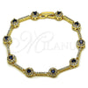 Oro Laminado Tennis Bracelet, Gold Filled Style Cluster Design, with Sapphire Blue and White Cubic Zirconia, Polished, Golden Finish, 03.266.0057.3.07 (07 MM Thickness, 8 Inches Length)