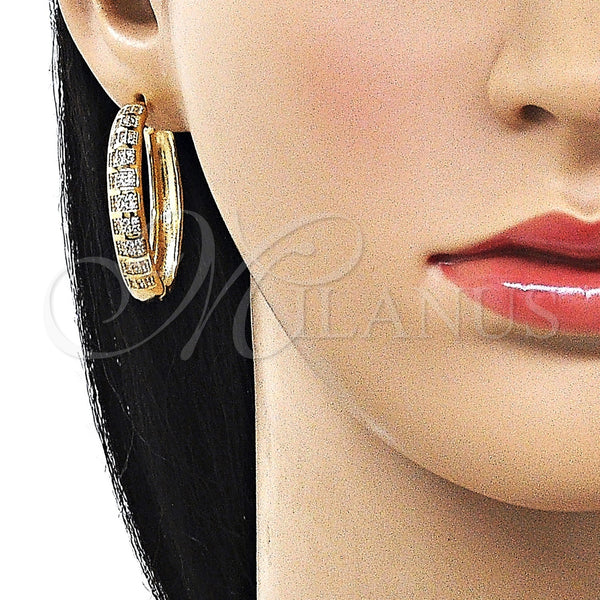 Gold Filled Hoop Earrings — Huggie Hoop with White Micro Pave Polished 02. — alternate product view — SKU 162409 | Oro Laminado aretes de aro — Huggie Hoop with blanco Micro Pave pulido 02. — SKU 162409