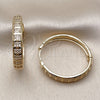 Oro Laminado Huggie Hoop, Gold Filled Style with White Micro Pave, Polished, Golden Finish, 02.204.0062.35