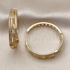 Oro Laminado Huggie Hoop, Gold Filled Style with White Micro Pave, Polished, Golden Finish, 02.204.0063.35