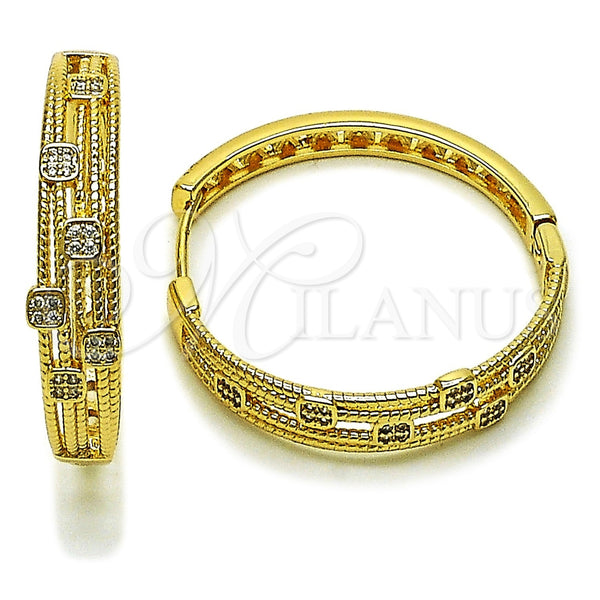 Gold Filled Hoop Earrings — Huggie Hoop with White Micro Pave Polished 02. — main product view — SKU 162410 | Oro Laminado aretes de aro — Huggie Hoop with blanco Micro Pave pulido 02. — SKU 162410