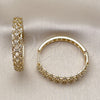 Oro Laminado Huggie Hoop, Gold Filled Style Filigree Design, with White Cubic Zirconia, Polished, Golden Finish, 02.204.0064.35