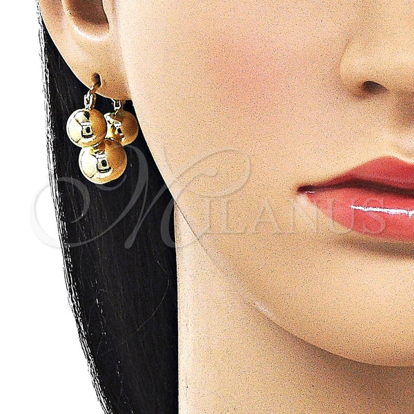 Gold Filled Hoop Earrings — Small Hoop Ball and Hollow Design Polished 02. — alternate product view — SKU 162412 | Oro Laminado aretes de aro — aro pequeño Ball and Hollow diseño pulido 02. — SKU 162412