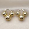 Oro Laminado Small Hoop, Gold Filled Style Ball and Hollow Design, Polished, Golden Finish, 02.213.0846.25