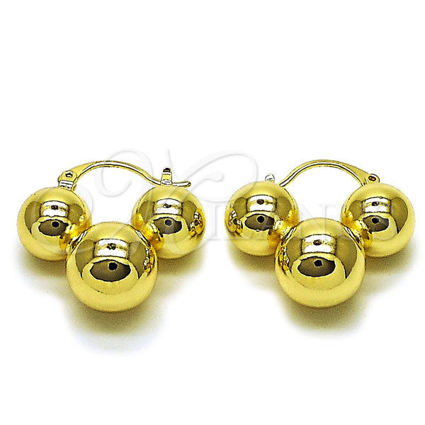 Gold Filled Hoop Earrings — Small Hoop Ball and Hollow Design Polished 02. — main product view — SKU 162412 | Oro Laminado aretes de aro — aro pequeño Ball and Hollow diseño pulido 02. — SKU 162412