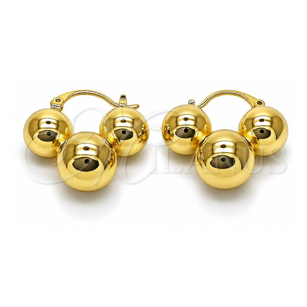 Oro Laminado Small Hoop, Gold Filled Style Ball and Hollow Design, Polished, Golden Finish, 02.213.0846.25