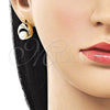 Oro Laminado Stud Earring, Gold Filled Style Ball Design, with Ivory Pearl, Polished, Golden Finish, 02.213.0849