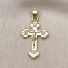 Oro Laminado Religious Pendant, Gold Filled Style Crucifix Design, Polished, Golden Finish, 05.213.0181
