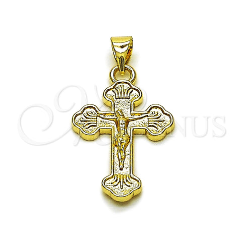 Oro Laminado Religious Pendant, Gold Filled Style Crucifix Design, Polished, Golden Finish, 05.213.0181