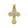 Oro Laminado Religious Pendant, Gold Filled Style Crucifix Design, Polished, Golden Finish, 05.213.0181