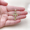 Oro Laminado Religious Pendant, Gold Filled Style Crucifix Design, Polished, Golden Finish, 05.213.0181