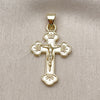 Oro Laminado Religious Pendant, Gold Filled Style Crucifix Design, Polished, Golden Finish, 05.213.0181