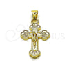 Oro Laminado Religious Pendant, Gold Filled Style Crucifix Design, Polished, Golden Finish, 05.213.0181