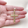 Oro Laminado Religious Pendant, Gold Filled Style Cross Design, Polished, Golden Finish, 05.213.0182
