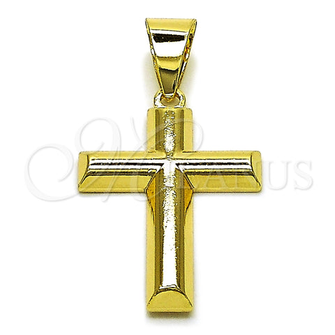 Oro Laminado Religious Pendant, Gold Filled Style Cross Design, Polished, Golden Finish, 05.213.0182