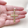 Oro Laminado Religious Pendant, Gold Filled Style Cross Design, Polished, Golden Finish, 05.213.0182