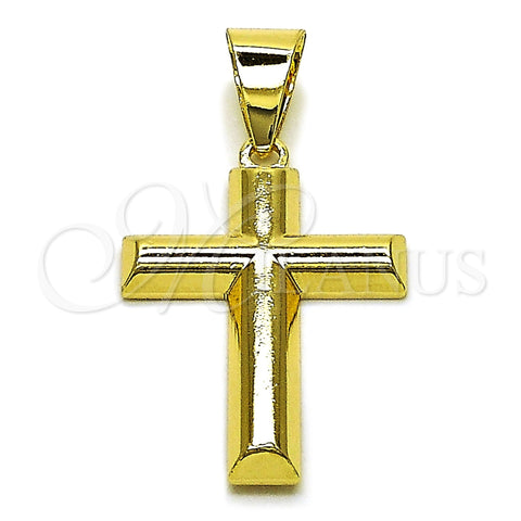 Oro Laminado Religious Pendant, Gold Filled Style Cross Design, Polished, Golden Finish, 05.213.0182