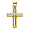 Oro Laminado Religious Pendant, Gold Filled Style Cross Design, Polished, Golden Finish, 05.213.0182