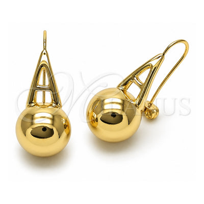 Oro Laminado Stud Earring, Gold Filled Style Ball and Hollow Design, Polished, Golden Finish, 02.213.0850