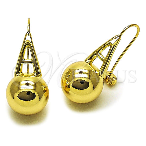 Oro Laminado Stud Earring, Gold Filled Style Ball and Hollow Design, Polished, Golden Finish, 02.213.0850