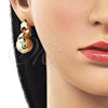 Oro Laminado Stud Earring, Gold Filled Style Ball and Hollow Design, Polished, Golden Finish, 02.213.0852