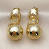 Oro Laminado Stud Earring, Gold Filled Style Ball and Hollow Design, Polished, Golden Finish, 02.213.0852