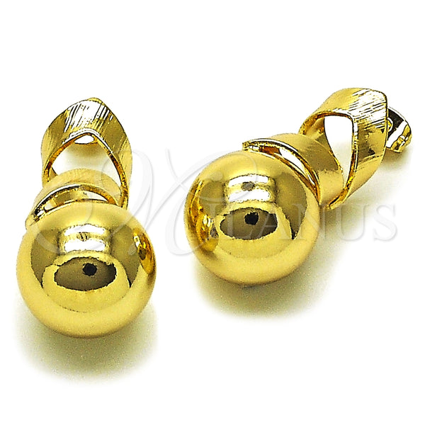 Oro Laminado Stud Earring, Gold Filled Style Ball and Hollow Design, Polished, Golden Finish, 02.213.0852
