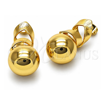Oro Laminado Stud Earring, Gold Filled Style Ball and Hollow Design, Polished, Golden Finish, 02.213.0852