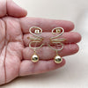 Oro Laminado Dangle Earring, Gold Filled Style Ball Design, Polished, Golden Finish, 02.213.0853