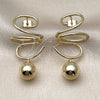 Oro Laminado Dangle Earring, Gold Filled Style Ball Design, Polished, Golden Finish, 02.213.0853